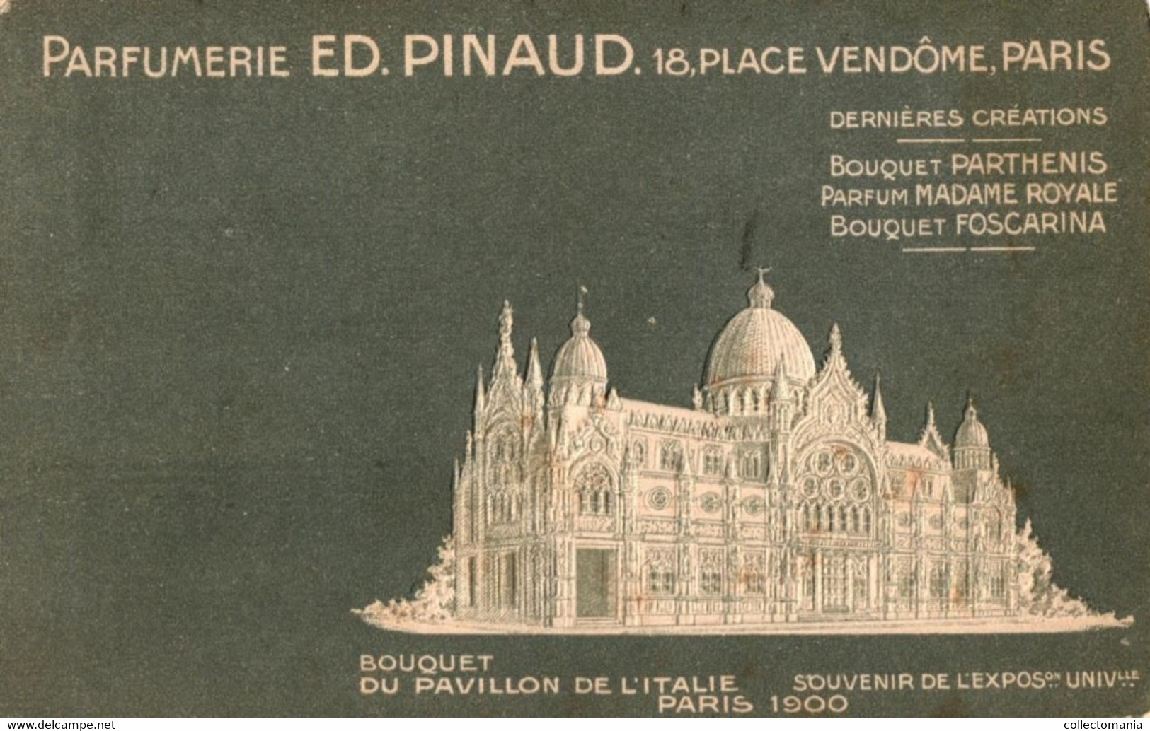 9 CP. Parfumerie Ed. Pinaud Place Vendôme Paris Expo 1900 Parfum Mad.Royale Essence Marie-Louise Embossed Relief Embossé - Antiguas (hasta 1960)