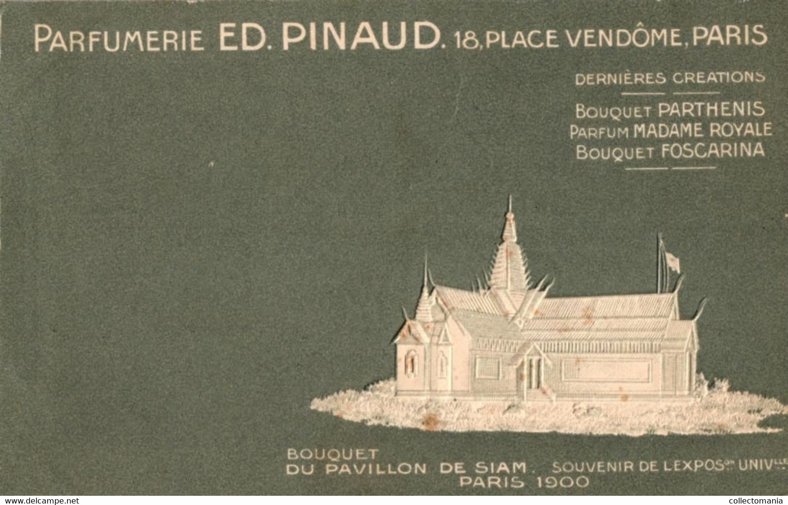 9 CP. Parfumerie Ed. Pinaud Place Vendôme Paris Expo 1900 Parfum Mad.Royale Essence Marie-Louise Embossed Relief Embossé - Antiguas (hasta 1960)