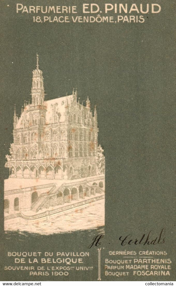 9 CP. Parfumerie Ed. Pinaud Place Vendôme Paris Expo 1900 Parfum Mad.Royale Essence Marie-Louise Embossed Relief Embossé