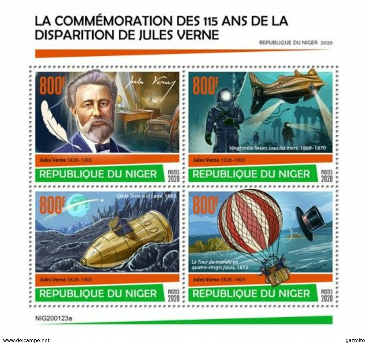 Niger 2020, J. Verne, Diving, Submarine, Baloon, 4val In BF - Tauchen