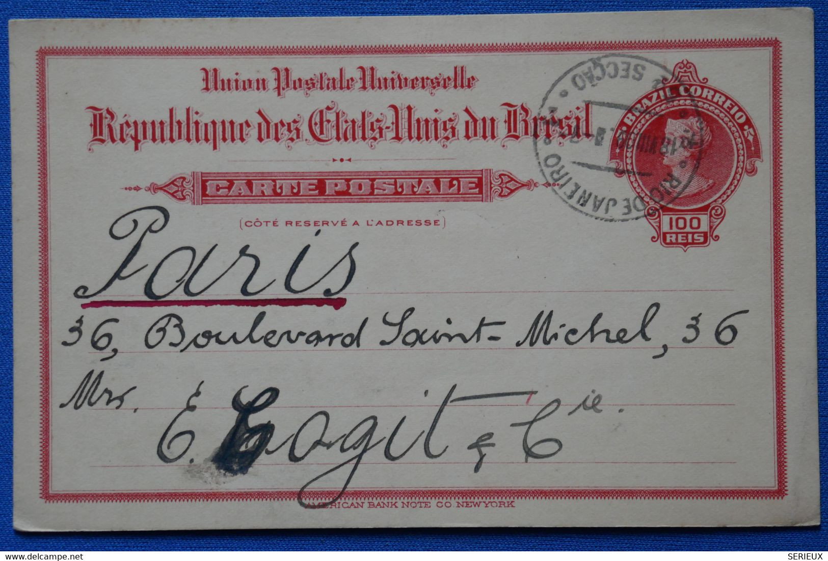 P7 BRESIL BELLE CARTE 1899 RIO DE JANEIRO POUR  PARIS FRANCE +AFFRANCHISSEMENT PLAISANT - Brieven En Documenten