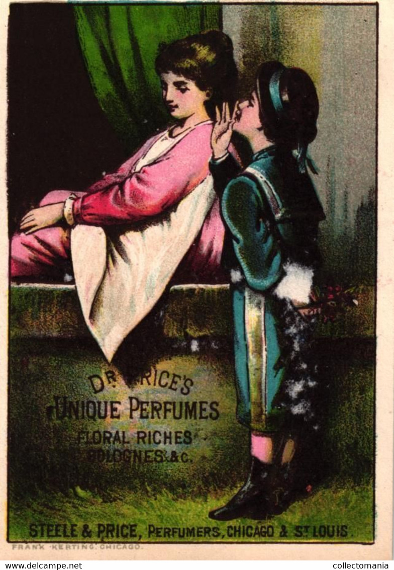 3 Cards Dr. Price's Unique Perfumes Steele&Price Perfumers Chicago & St. Louis - Antiguas (hasta 1960)