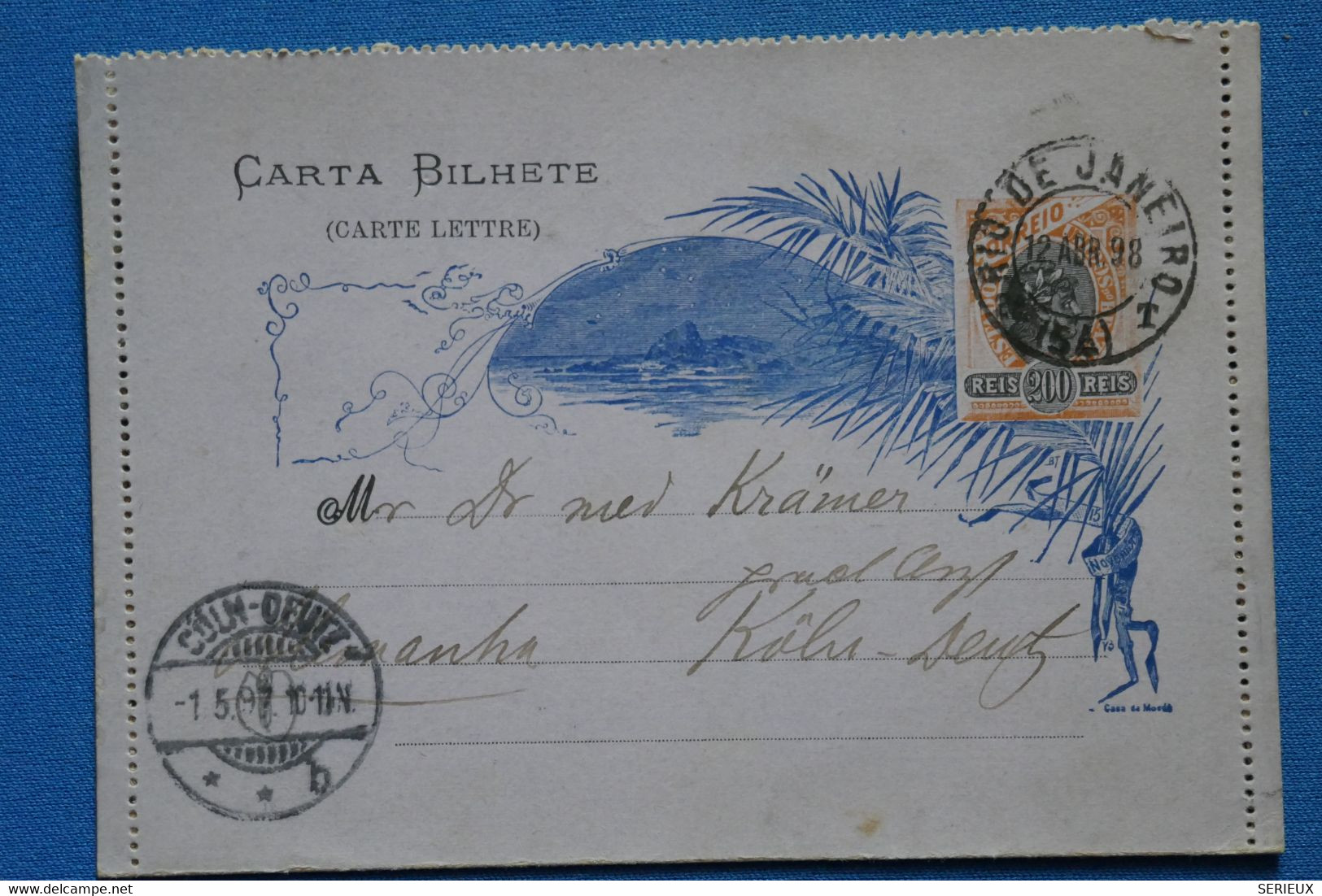 P7 BRESIL BELLE CARTE 1898 RIO DE JANEIRO POUR KOLHN ALLEMAGNE +AFFRANCHISSEMENT PLAISANT - Covers & Documents