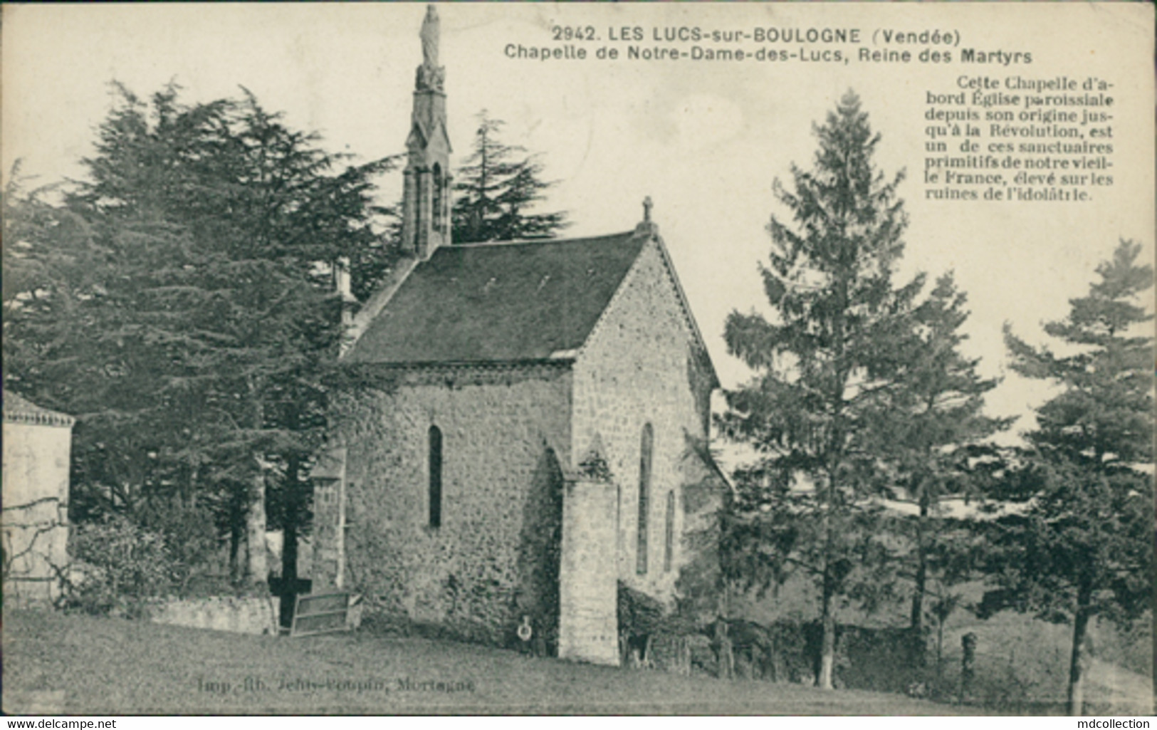 85 LES LUC SUR BOULOGNE / Chapelle Notre Dame Des Lucs, Reine Des Martyrs / - Les Lucs Sur Boulogne