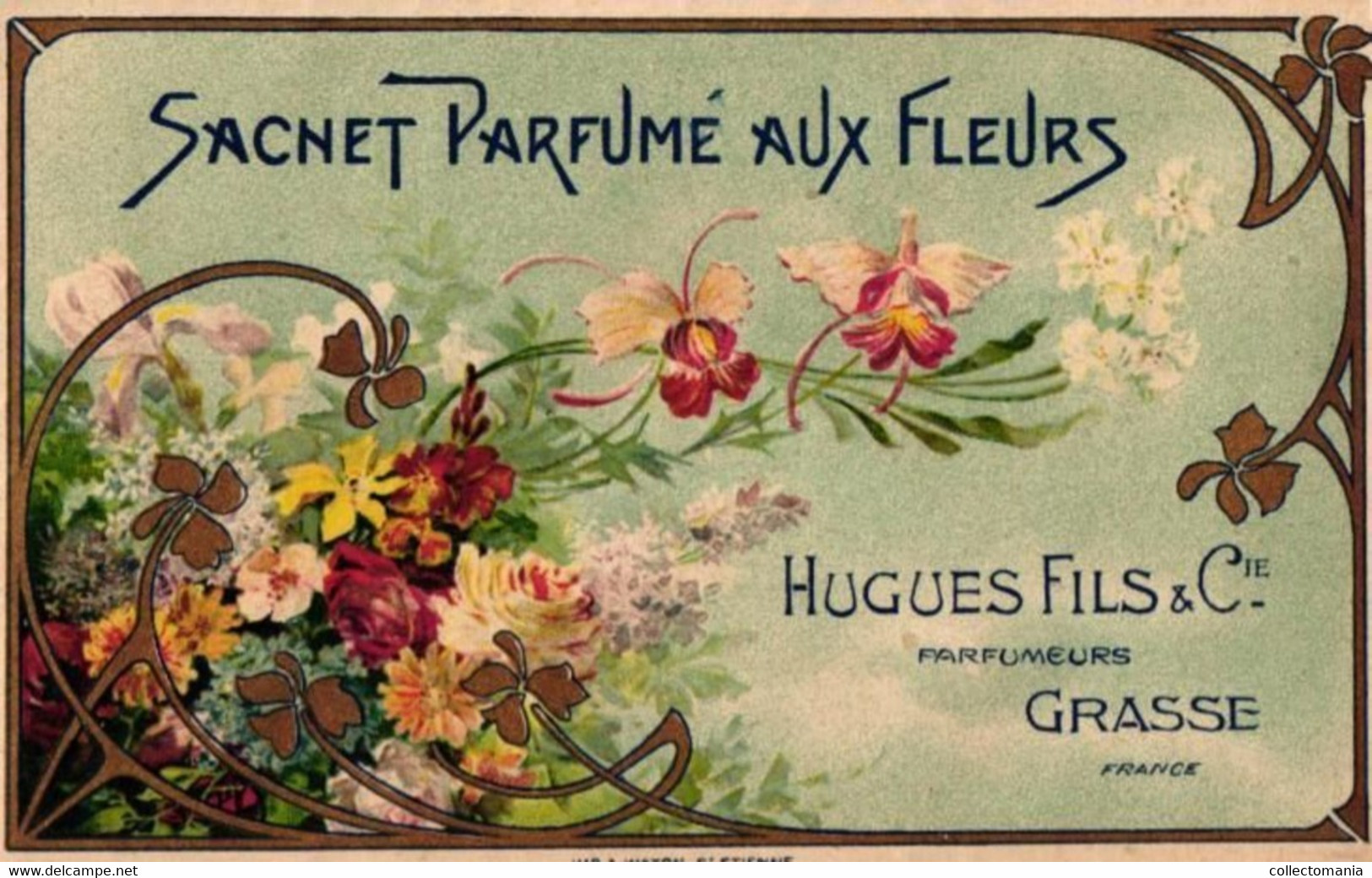 Sachet Parfumé Aux Fleurs Hugues Fils & C°  Parfumeurs GRASSE France  Orchidée Imp. Waton - Vintage (until 1960)