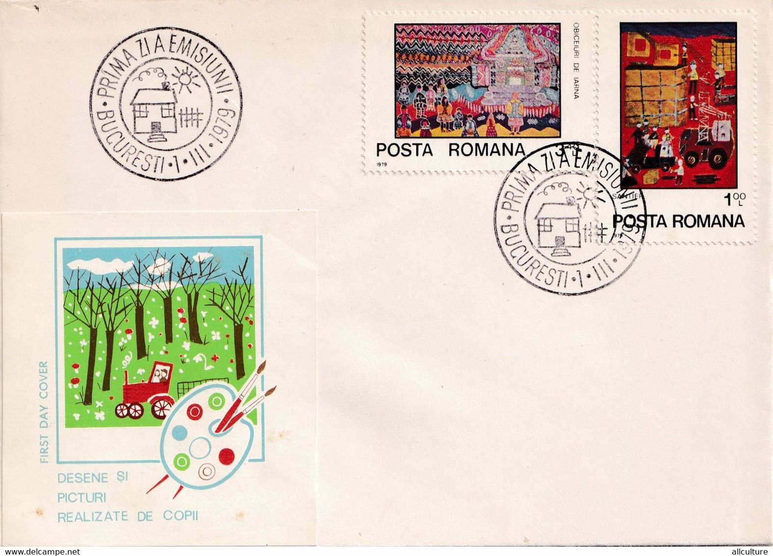 A2714 - Desene Si Picturi Realizate De Copii, Romania , Prima Zi De Emisiune Bucuresti 1979 FDC - FDC