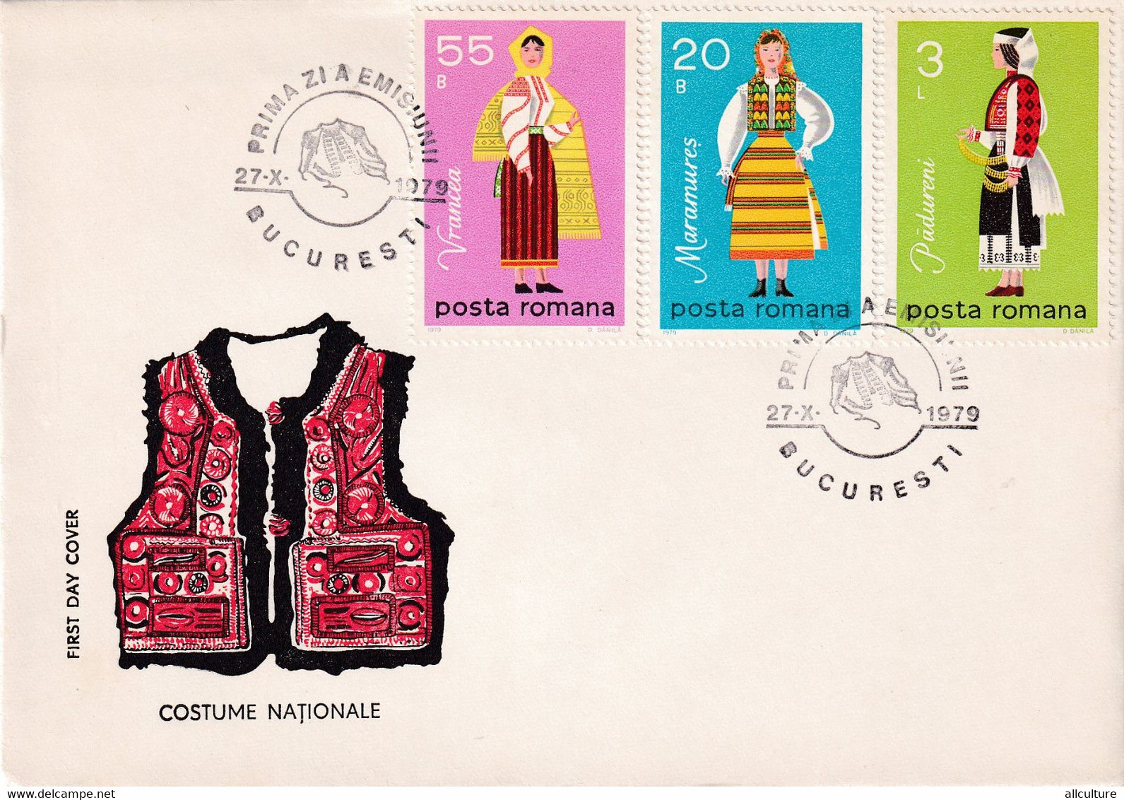 A2738 - Costume Nationale,  Romania, Bucuresti 1979 2 Covers FDC - FDC