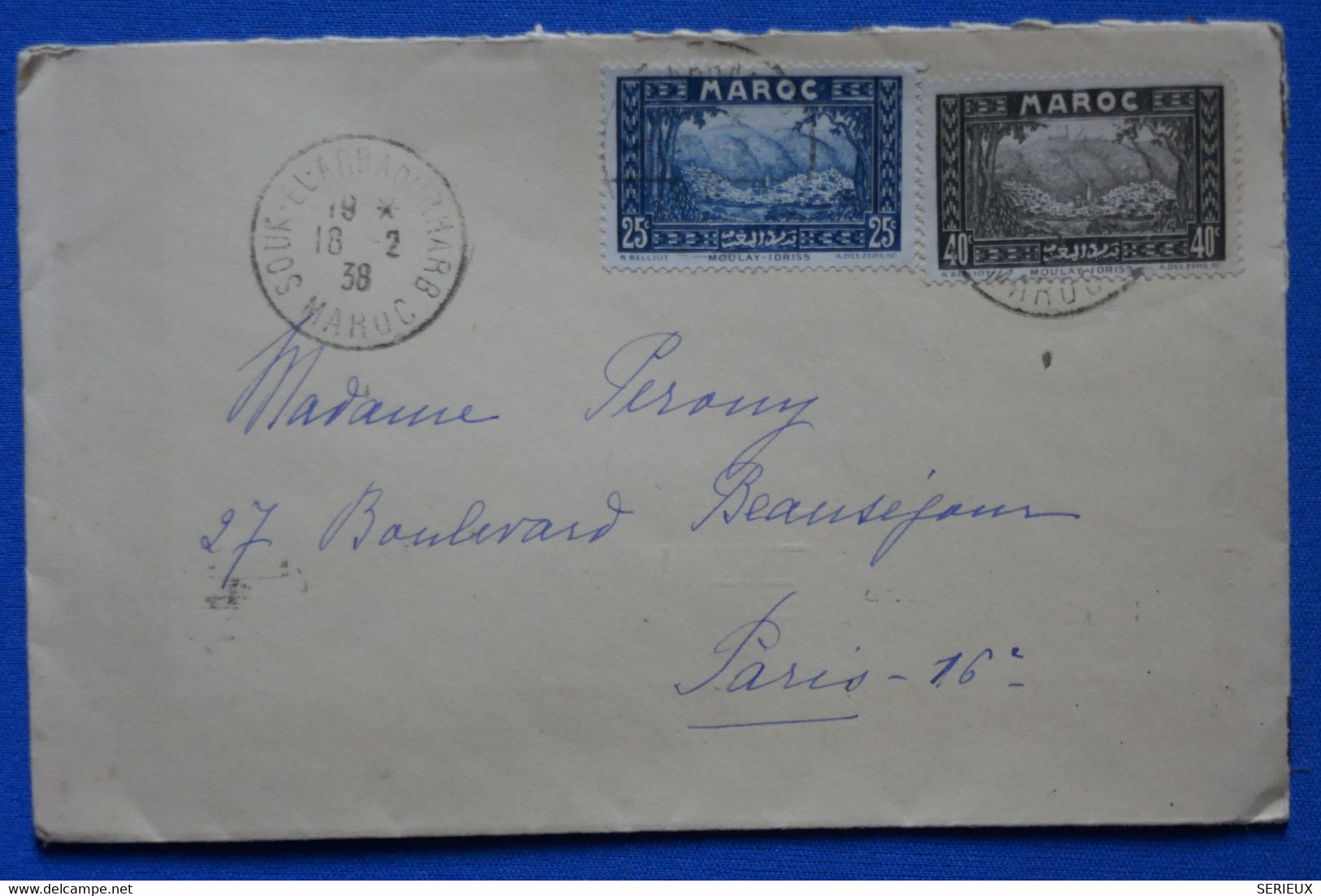 P8 MAROC TRES BELLE LETTRE 1938 RABAT POUR PARIS FRANCE +AFFRANCH PLAISANT - Briefe U. Dokumente