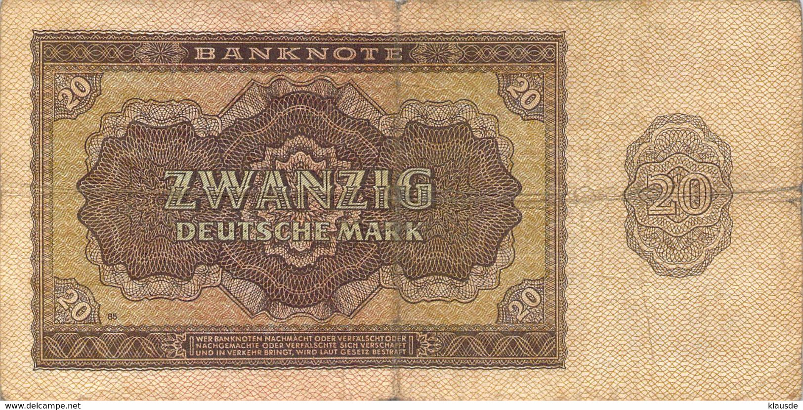 20 DM Deutsche Notenbank 1948 DDR VG/G (IV) - 20 Deutsche Mark