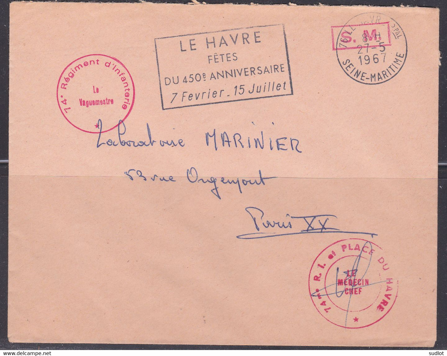 Lettre Avec Cachets Militaires, Flamme Le Havre 1967  (ref L A192) - Bolli Militari A Partire Dal 1900 (fuori Dal Periodo Di Guerra)