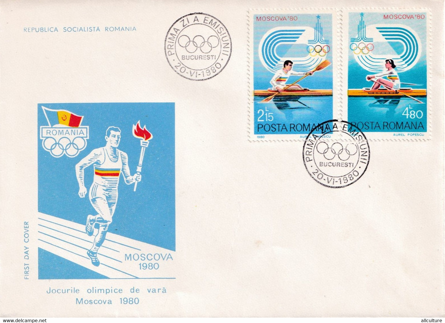 A2765-   Olympic Games Moscow  URSS 1980, Republica Socialista  Romania, Bucuresti 1980 2covers  FDC - Summer 1980: Moscow