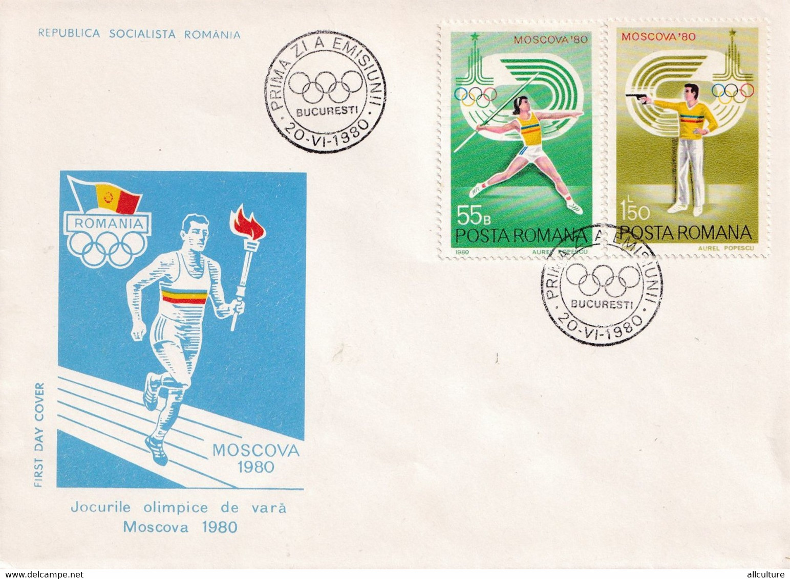 A2765-   Olympic Games Moscow  URSS 1980, Republica Socialista  Romania, Bucuresti 1980 2covers  FDC - Summer 1980: Moscow