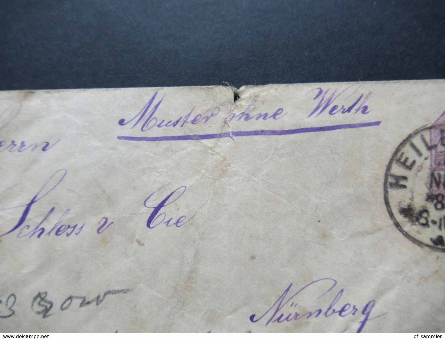 AD Württemberg 1889 GA Umschlag Von Heilbronn Nach Nürnberg Verwendung: Muster Ohne Werth - Postal  Stationery