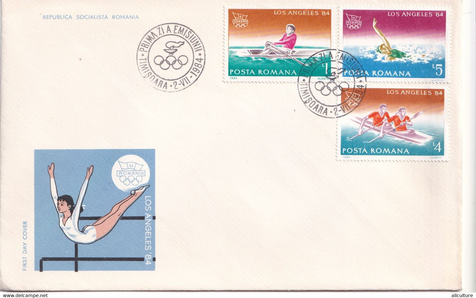 A2775-  Olympic Games Los Angeles 1884, Republica Socialista Romania, Timisoara 1984  FDC - Summer 1984: Los Angeles