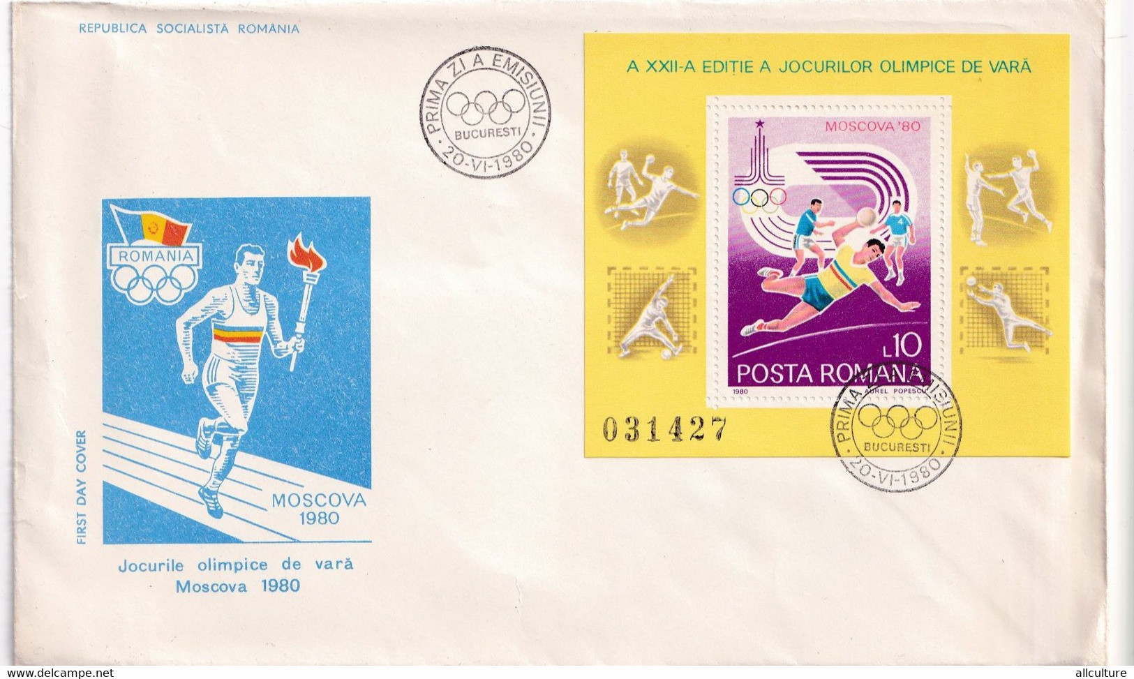 A2776-  Olympic Games Moscow 1880, Republica Socialista Romania, Bucuresti  1980  FDC - Zomer 1980: Moskou