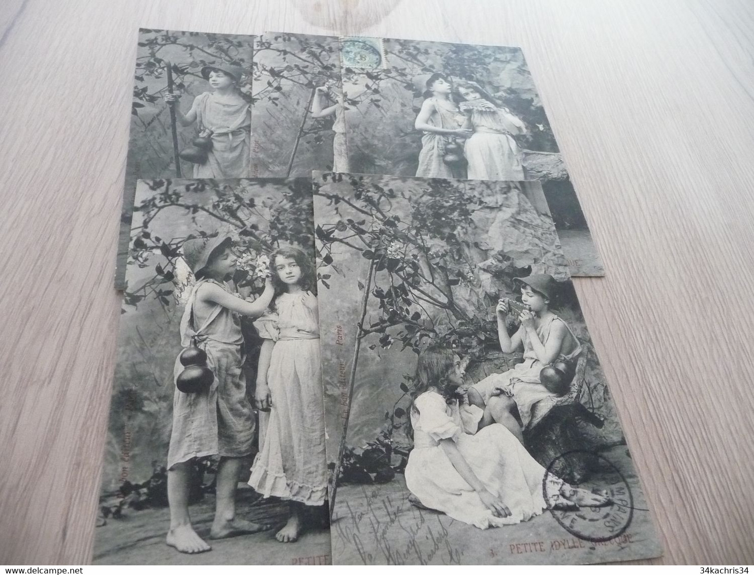 X5 CPA Enfants Amoureux Petite Idylle Grecque - Collections, Lots & Series