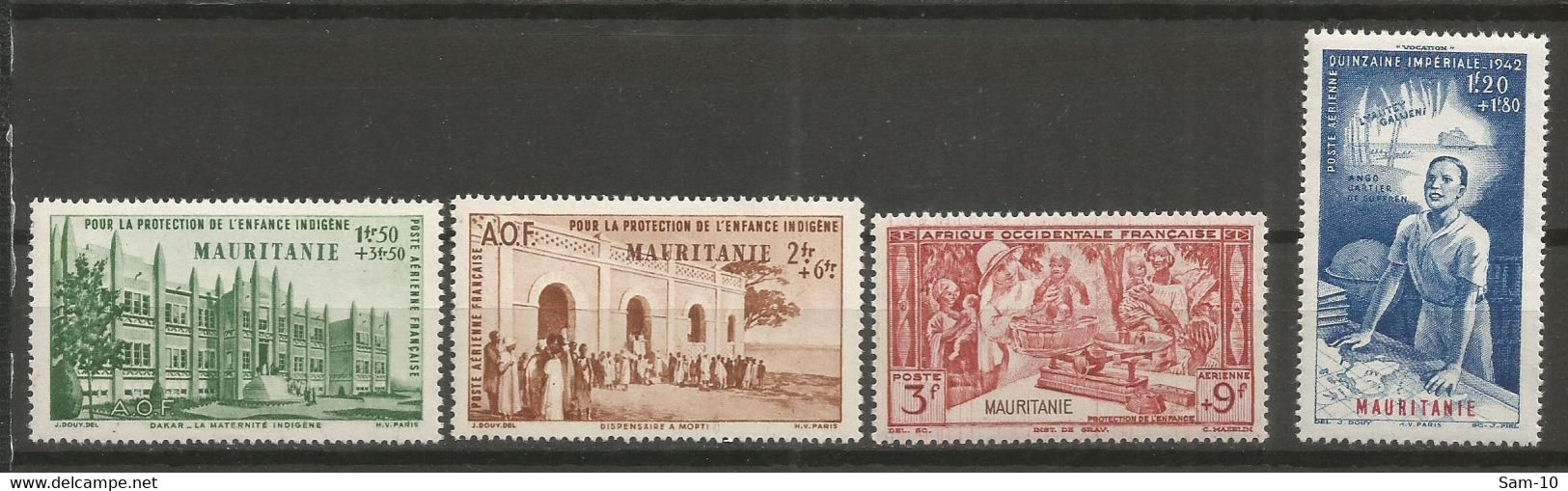 Timbre Colonie Française Mauritanie Neuf * P-a  N  6 / 9 - Unused Stamps