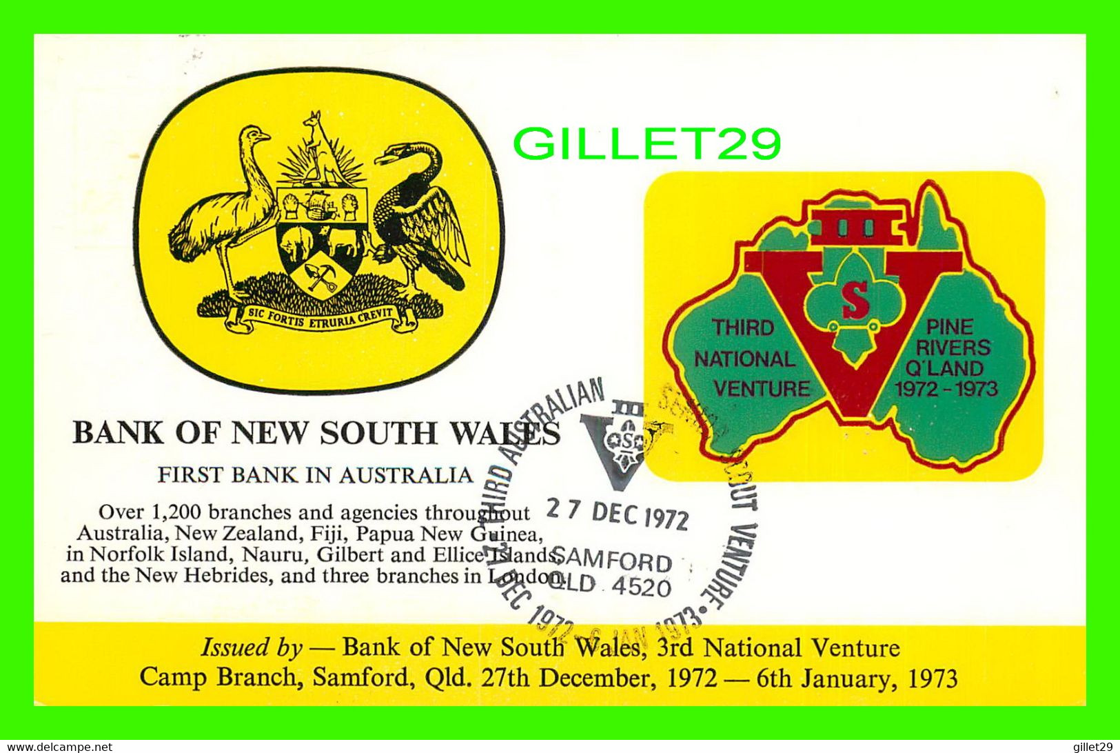 PAYS DE GALLES - BANK OF NEW SOUTH WALES - MULTIVUES - FIRST BANK IN  AUSTRALIA - ESTAMPE 1972 - - Contea Sconosciuta