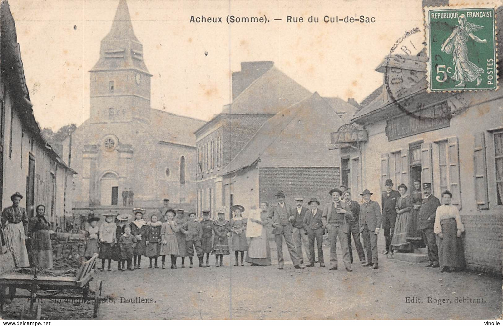 21-5868 : ACHEUX. RUE DU CUL-DE-SAC. BELLE SCENE DE RUE ANIMEE - Acheux En Amienois