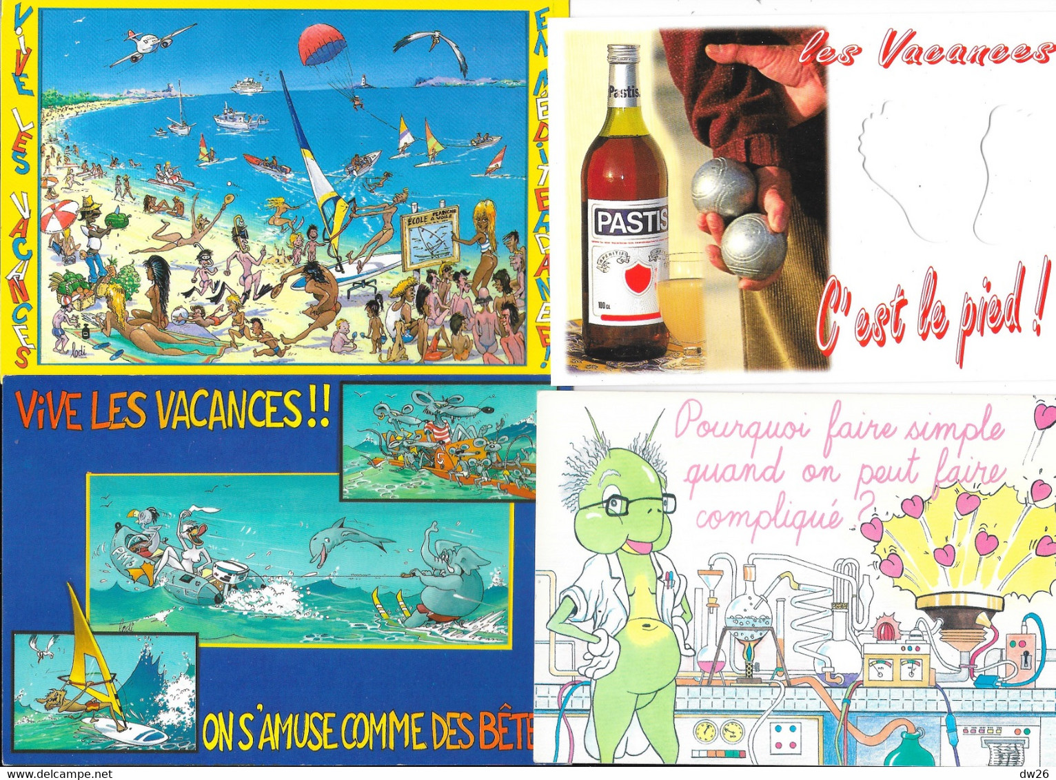 Humour - Lot de 40 cartes humoristiques: Les Vacances, Pétanque, Pêche, Militaires et divers - Toutes époques