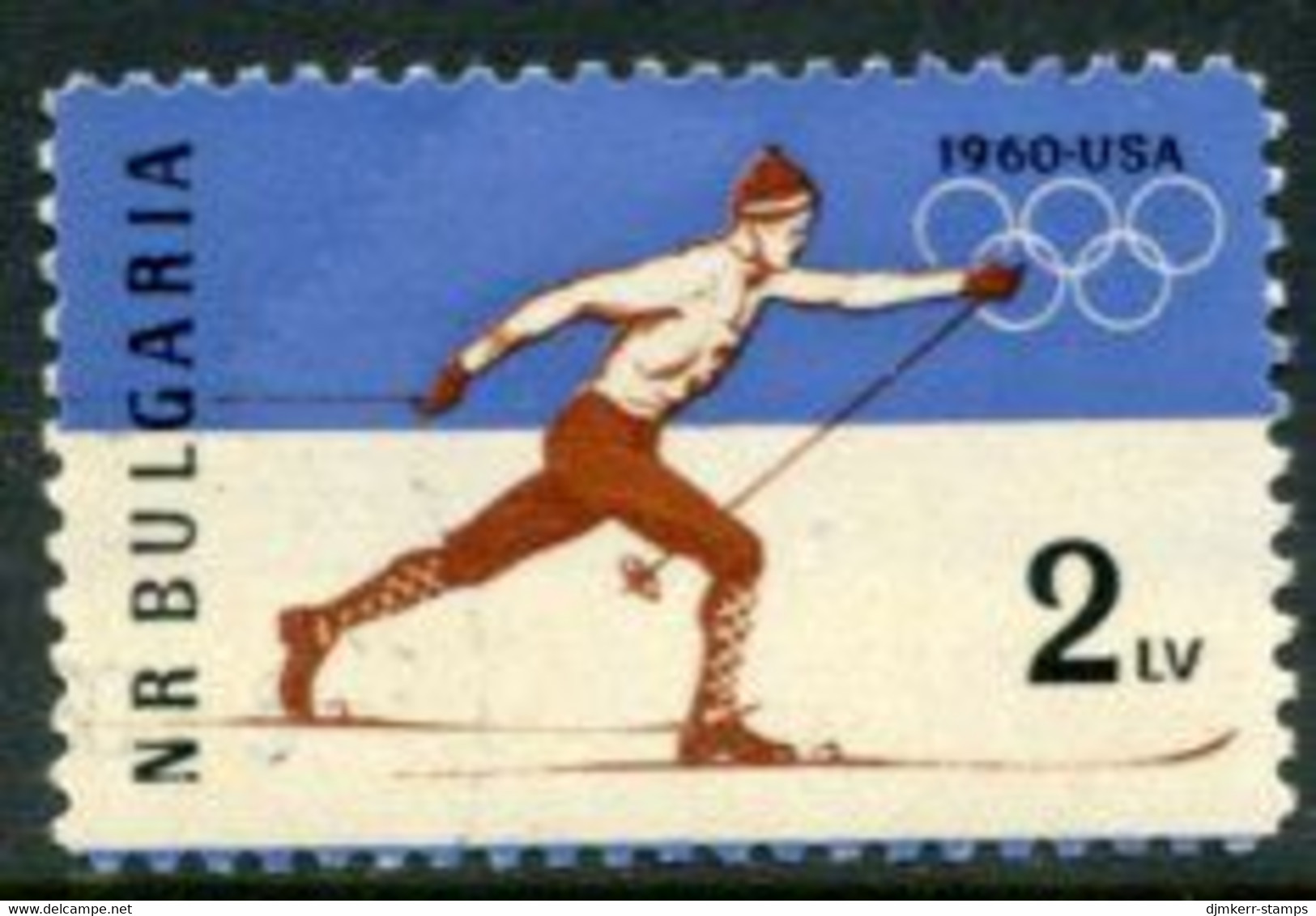 BULGARIA 1960 Winter Olympic Games Perforated MNH / **.  Michel 1153A - Nuevos
