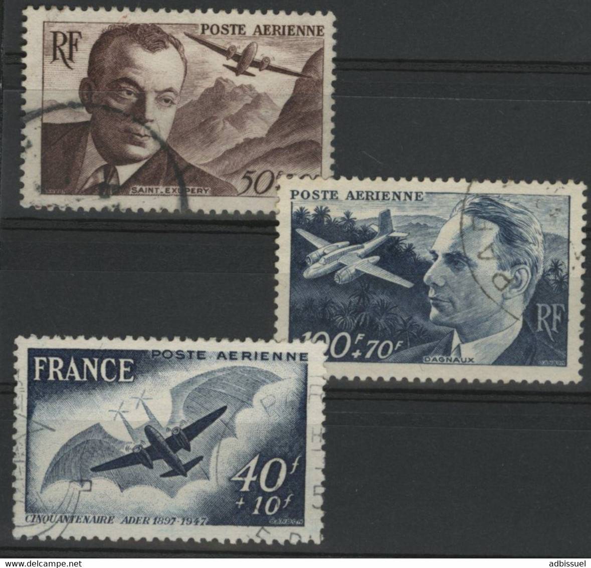 POSTE AERIENNE N° 21 à 23 Cote 10,30 € Oblitérés. - 1927-1959 Gebraucht