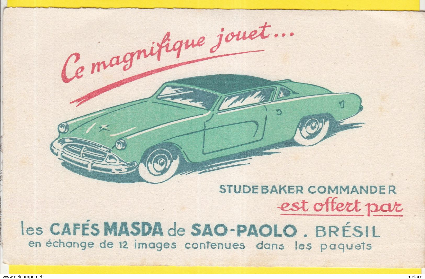 Buvard Café Masda Sao Paulo Brésil Voiture Studebaker Commander - Café & Thé