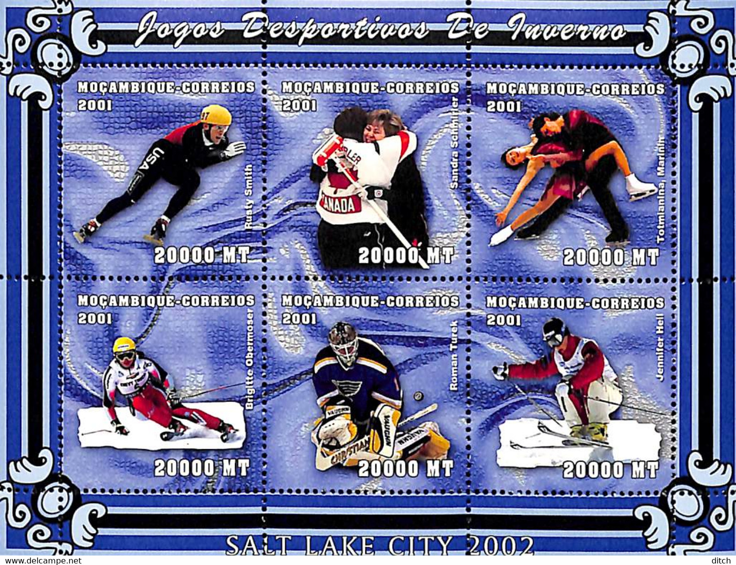 D - [37463]SUP//**/Mnh-Mozambique 2001 - Salt Lake City, Sports, Patinage Artistique, Course De Patin, Hockey Sur Glace, - Mozambique