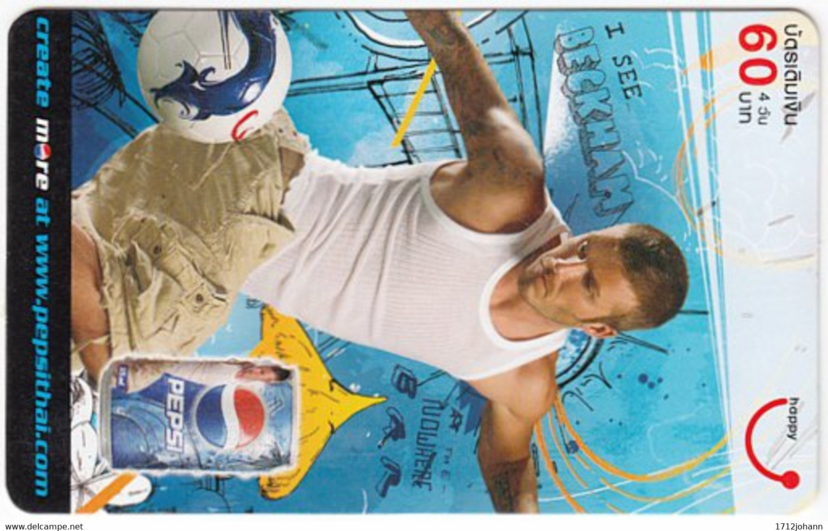 THAILAND I-307 Prepaid Happy - Sport, Soccer, David Beckham - Used - Tailandia