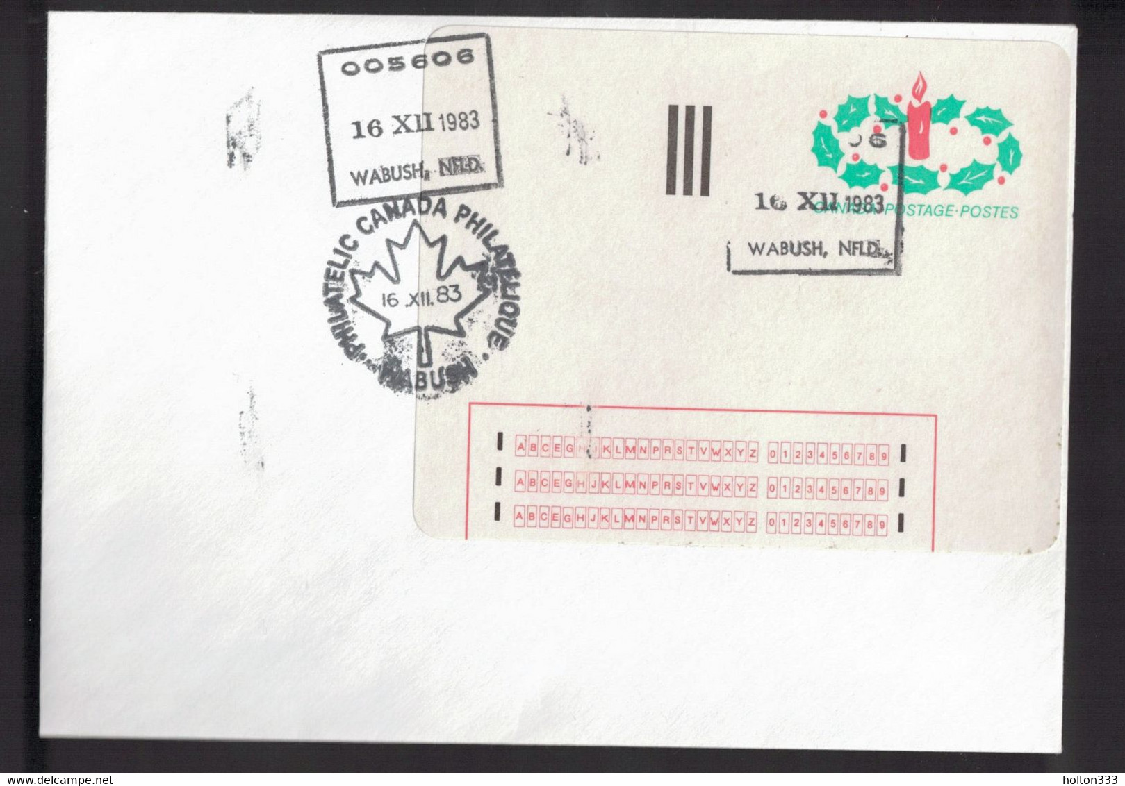 CANADA Scott # 1-ST - Stick'N Tic Label Used Wabush Labrador Dec 16, 1983 #2 - Postgeschiedenis