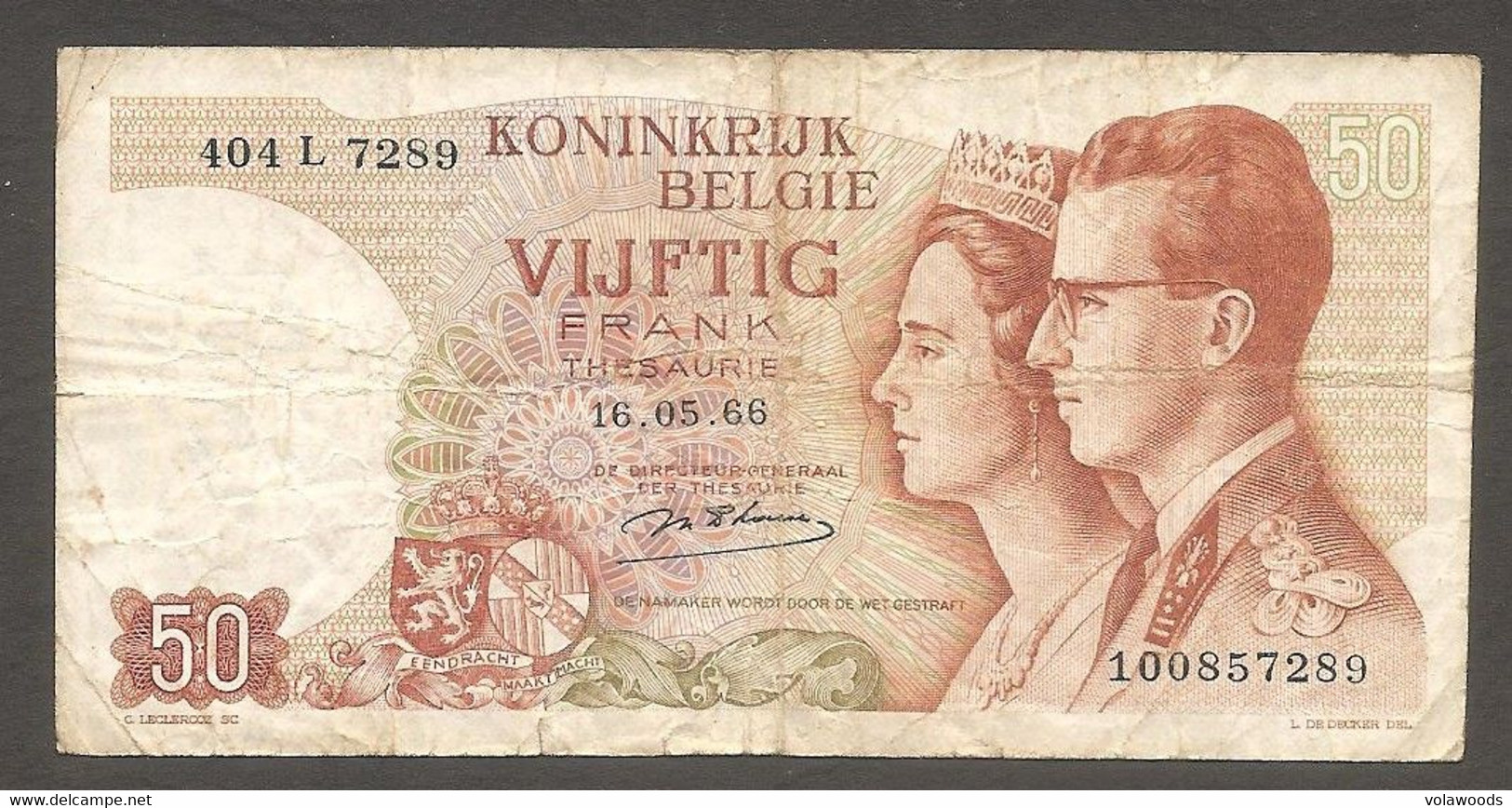 Belgio - Banconota Circolata Da 50 Franchi P-139a.1 - 1966 #19 - 50 Francs