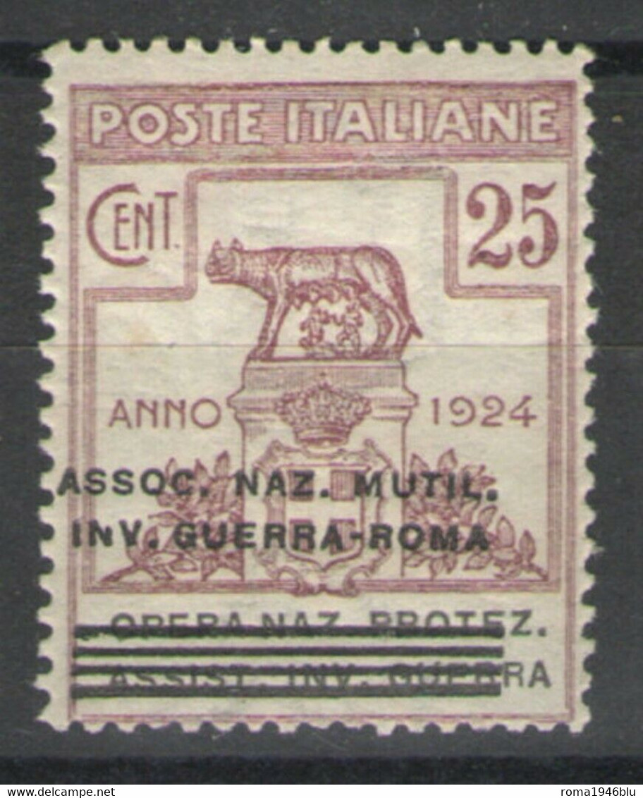 REGNO 1924 ENTI PARASTATALI ASS. MUT. INVAL. GUERRA ROMA SOP.TI 25 C.** MNH - Zonder Portkosten