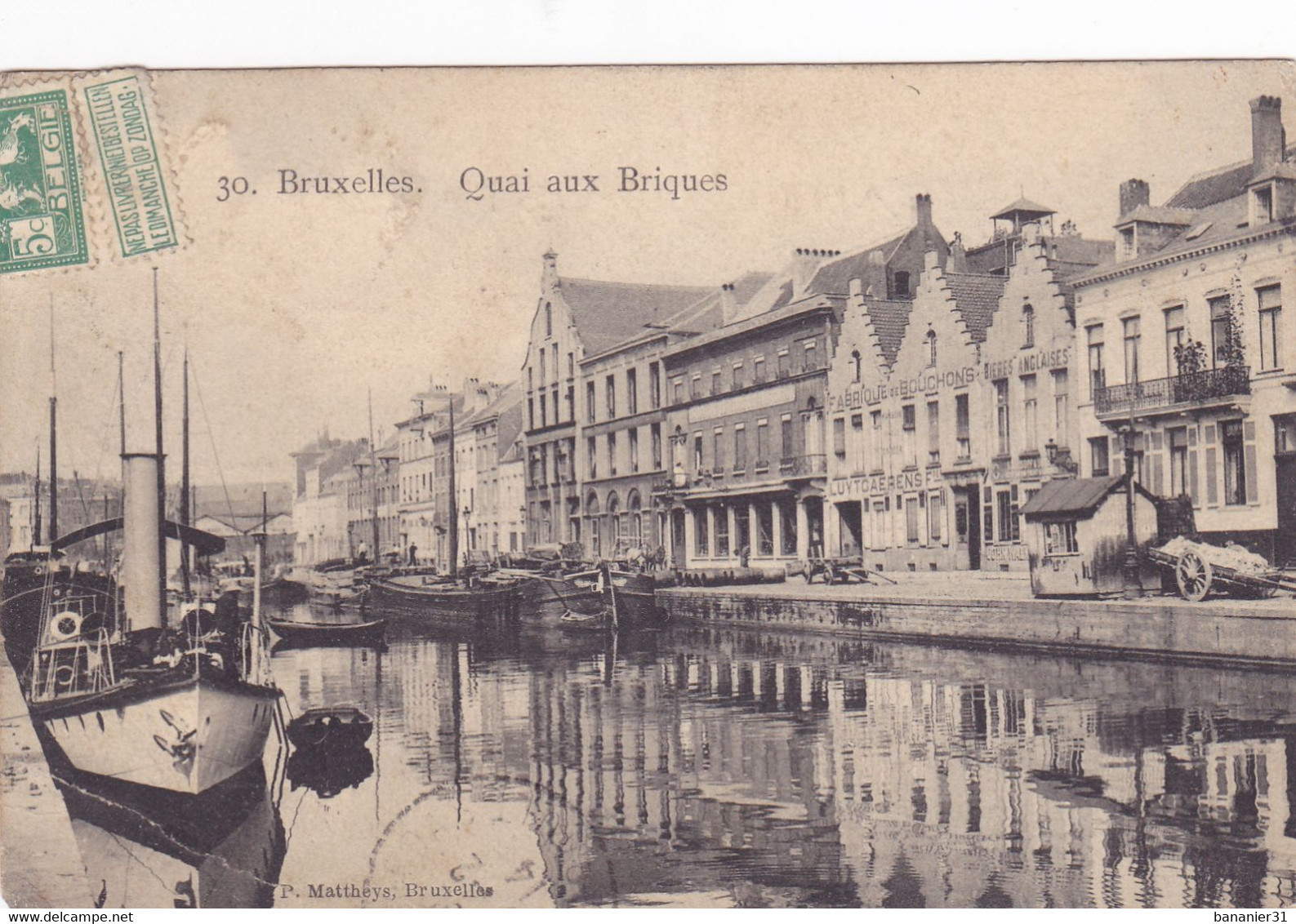 LOT De 3 CPA BELGIQUE - BRUXELLES - Quai Aux Briques , Grand Place , Eglise Sainte Gudule - Loten, Series, Verzamelingen