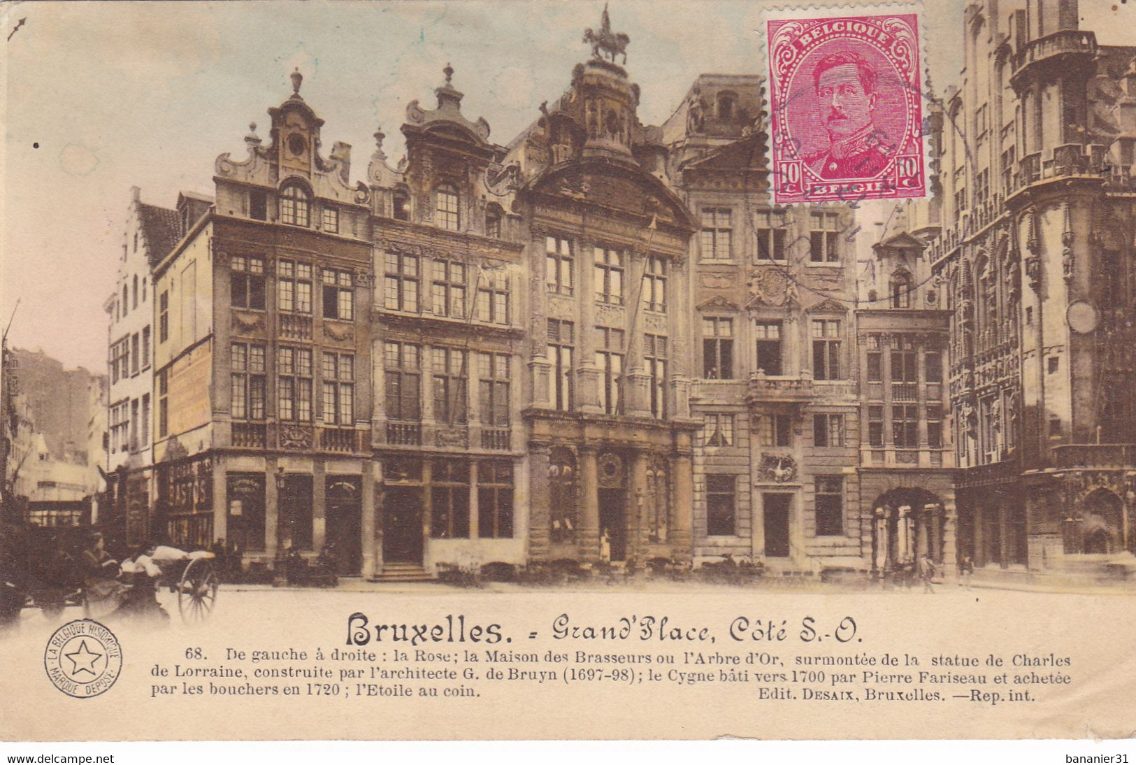 LOT De 3 CPA BELGIQUE - BRUXELLES - Quai Aux Briques , Grand Place , Eglise Sainte Gudule - Loten, Series, Verzamelingen