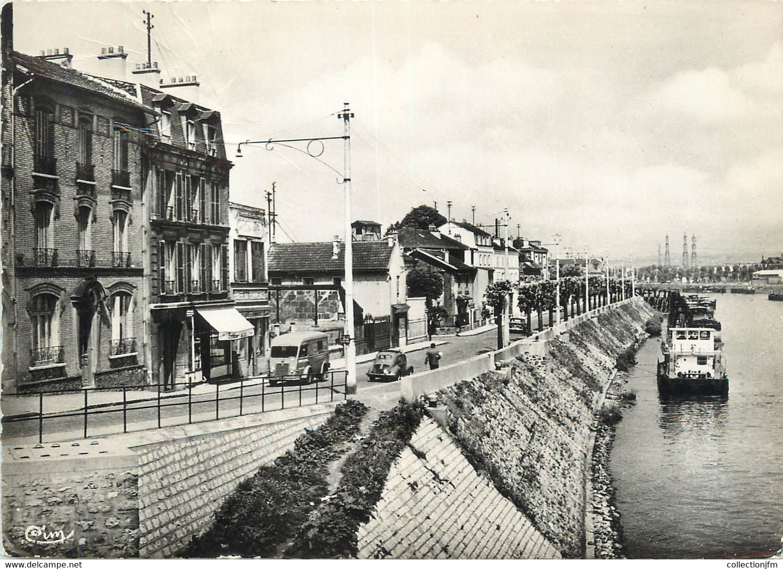 / CPSM FRANCE 93 "Ile Saint Denis, Quai De La Marine" - L'Ile Saint Denis