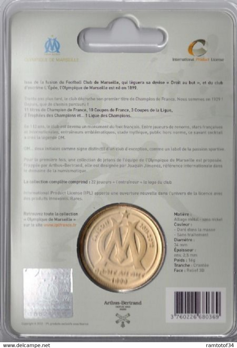 OLYMPIQUE DE MARSEILLE - Série De 24 Médailles Sous Blister / ARTHUS BERTRAND 2012 - 2012