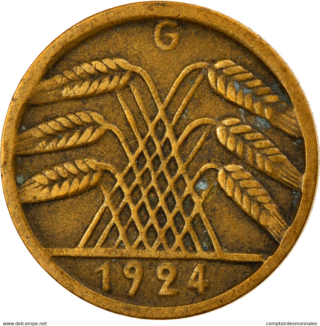 Monnaie, Allemagne, République De Weimar, 5 Reichspfennig, 1924, Karlsruhe - 5 Rentenpfennig & 5 Reichspfennig