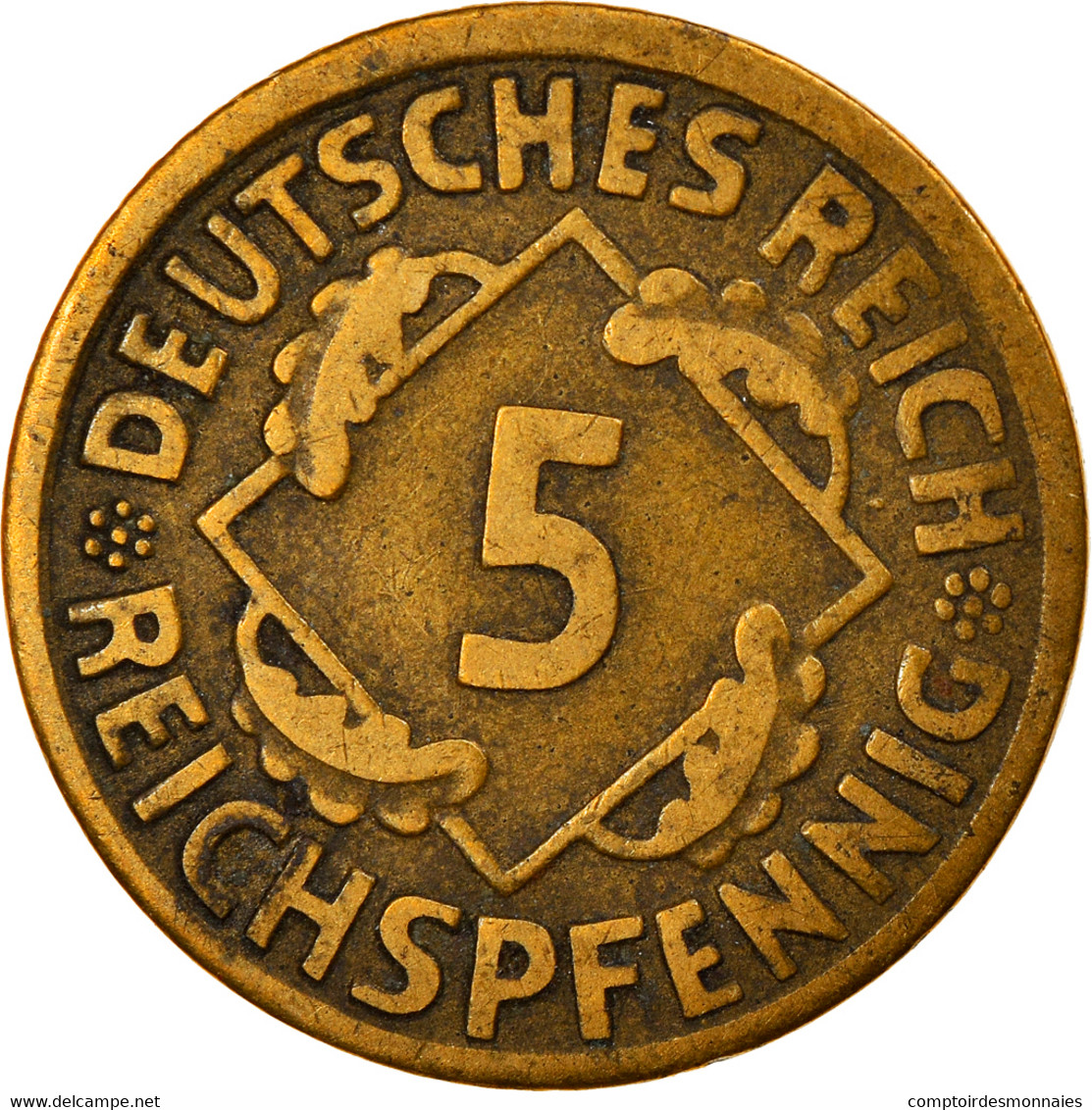 Monnaie, Allemagne, République De Weimar, 5 Reichspfennig, 1924, Karlsruhe - 5 Rentenpfennig & 5 Reichspfennig