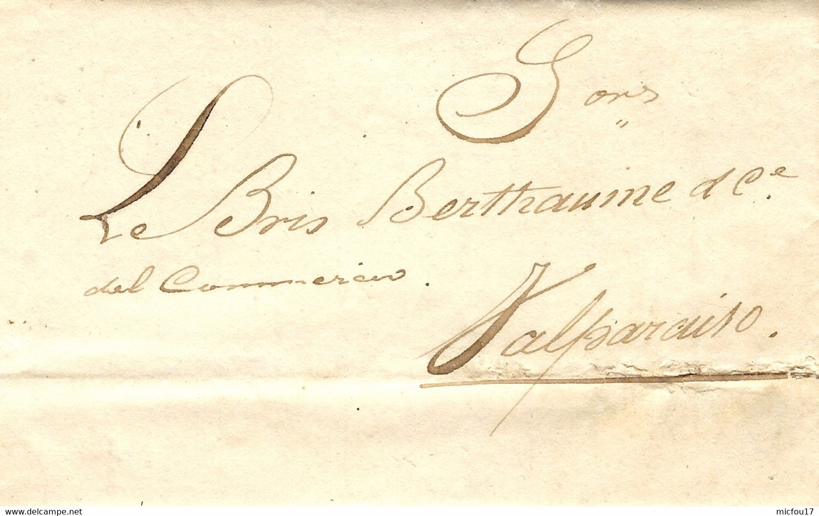 1831- Lettre De Rio ( Brésil ) Pour Valparaiso  - Au Dos,  " Acheminée Par Vos Dévoués Serviteurs  / ........ " - Prephilately