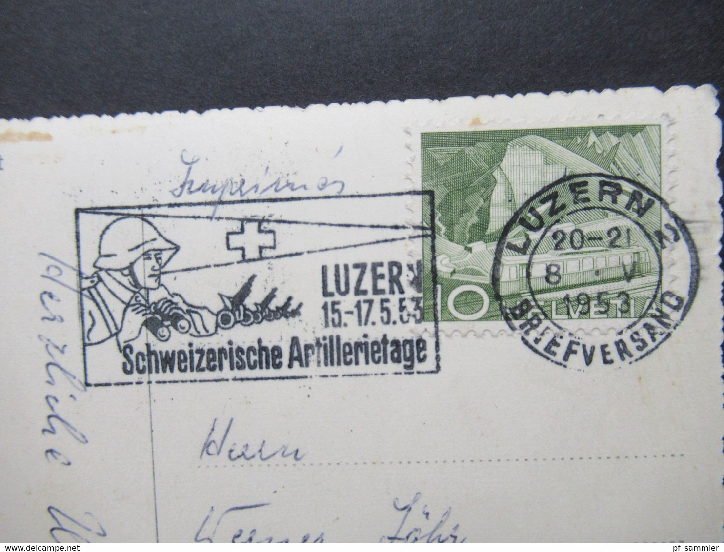 Schweiz 1953 AK Axenstrasse Am Vierwaldstättersee Mit Stempel Luzern Schweizerische Artillerietage Nach Dresden Gesendet - Brieven En Documenten