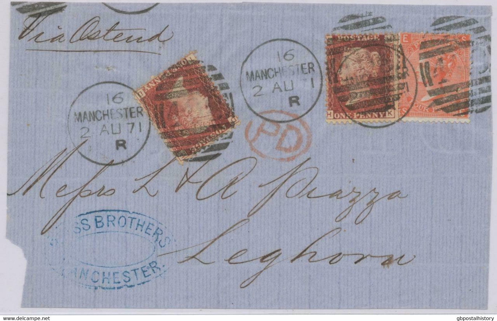 GB 1871 QV 1d Pl.111 (HK) + Pl.131 (TD) And 4d Pl.12 (SE) Rare Mixed Postage - Covers & Documents