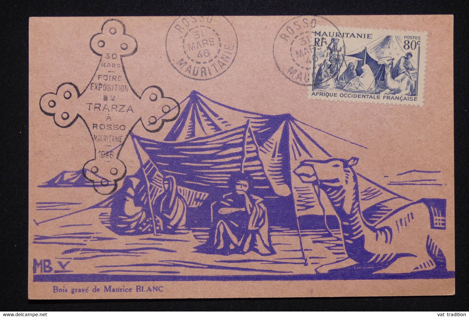 MAURITANIE - Carte Maximum En 1946 - Campement De Bédouins Avec Chameau - L 94308 - Covers & Documents