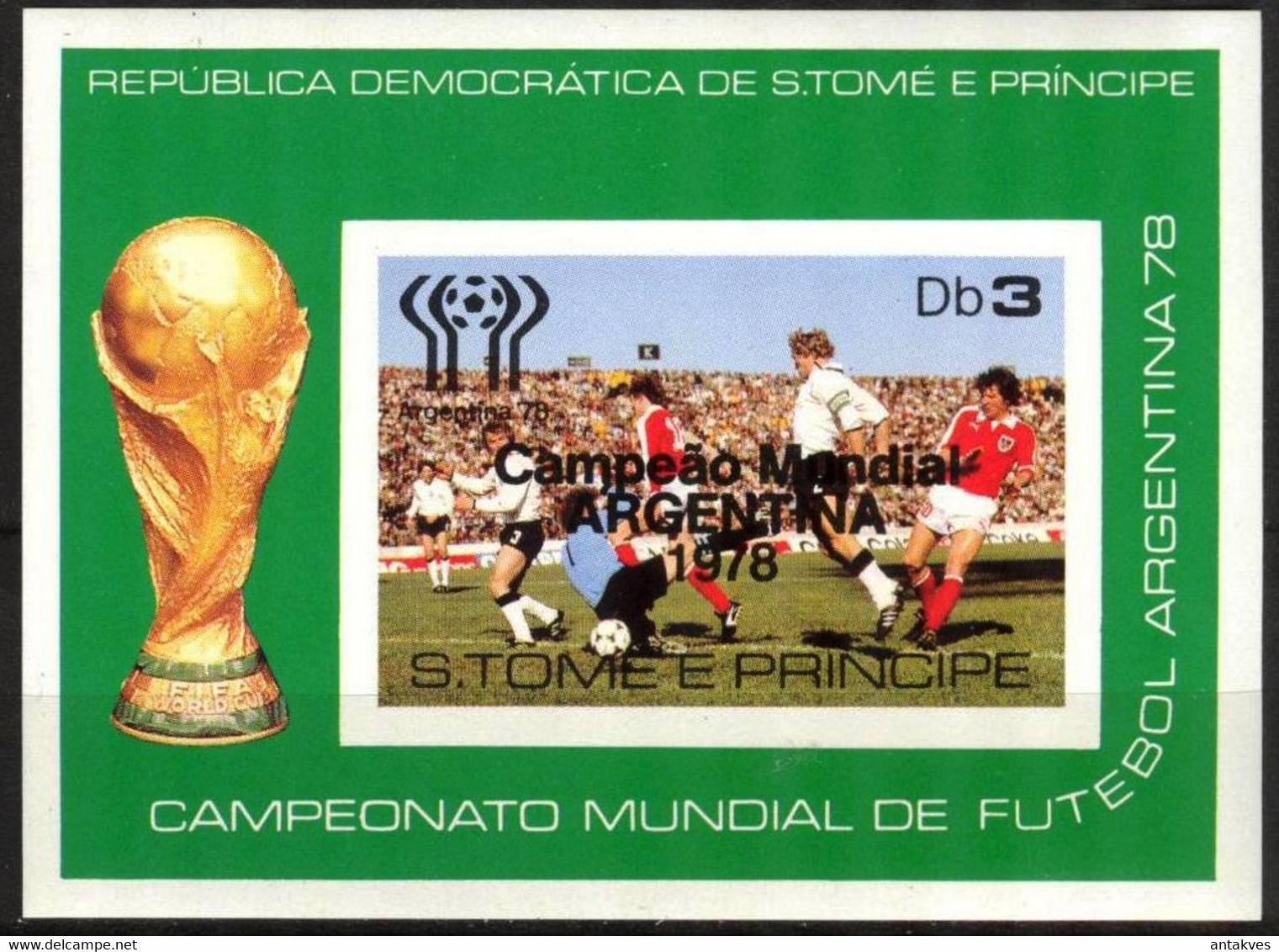 {STP010} Sao Tome And Principe 1979 Football Soccer World Cup Argentina 1978 Winners I S/S MNH - São Tomé Und Príncipe