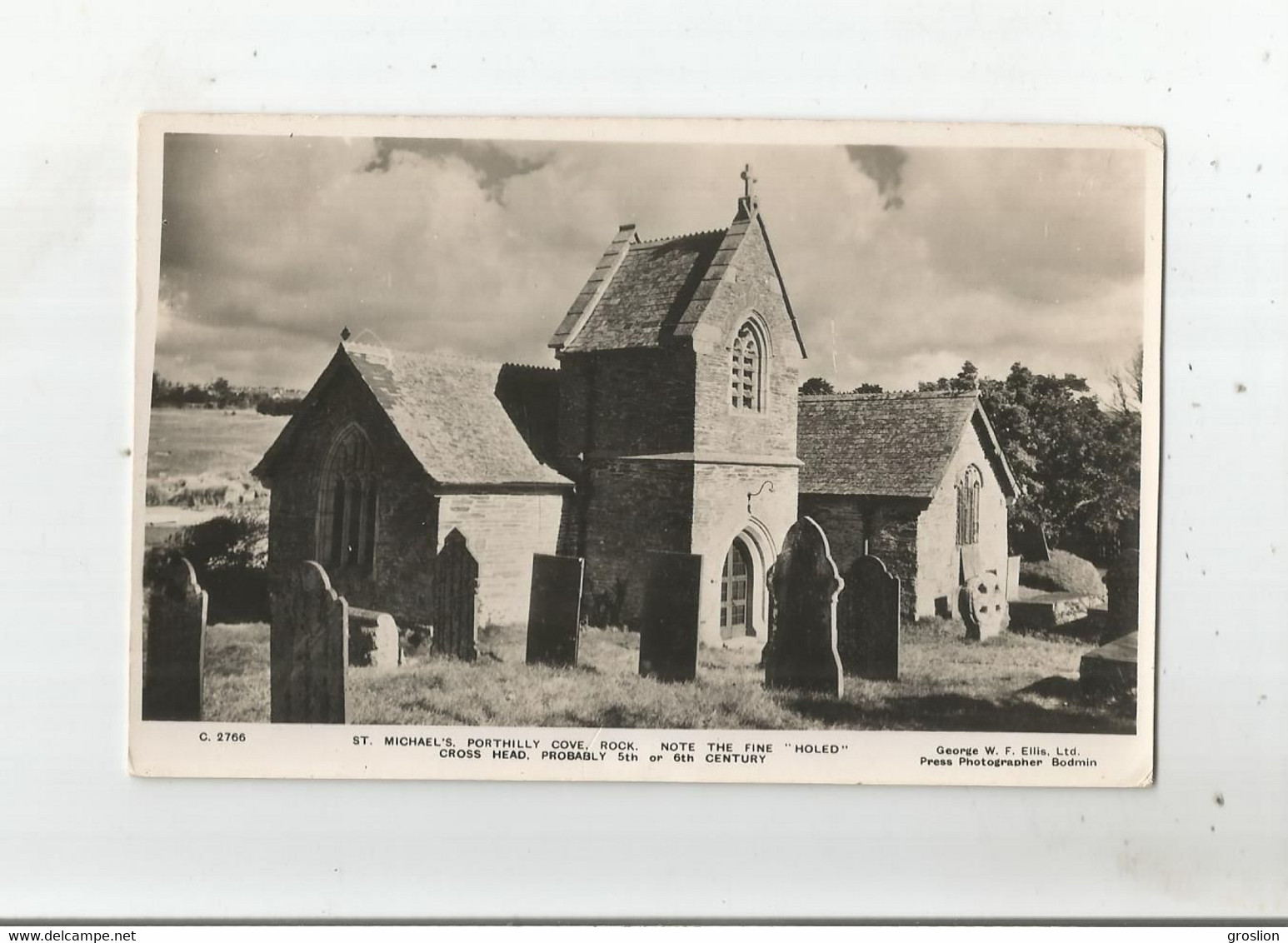 ST MICHAEL'S PORTHILLY COVE ROCK NOTE THE FINE "HOLED" CROSS HEAD 2766 - St Michael's Mount