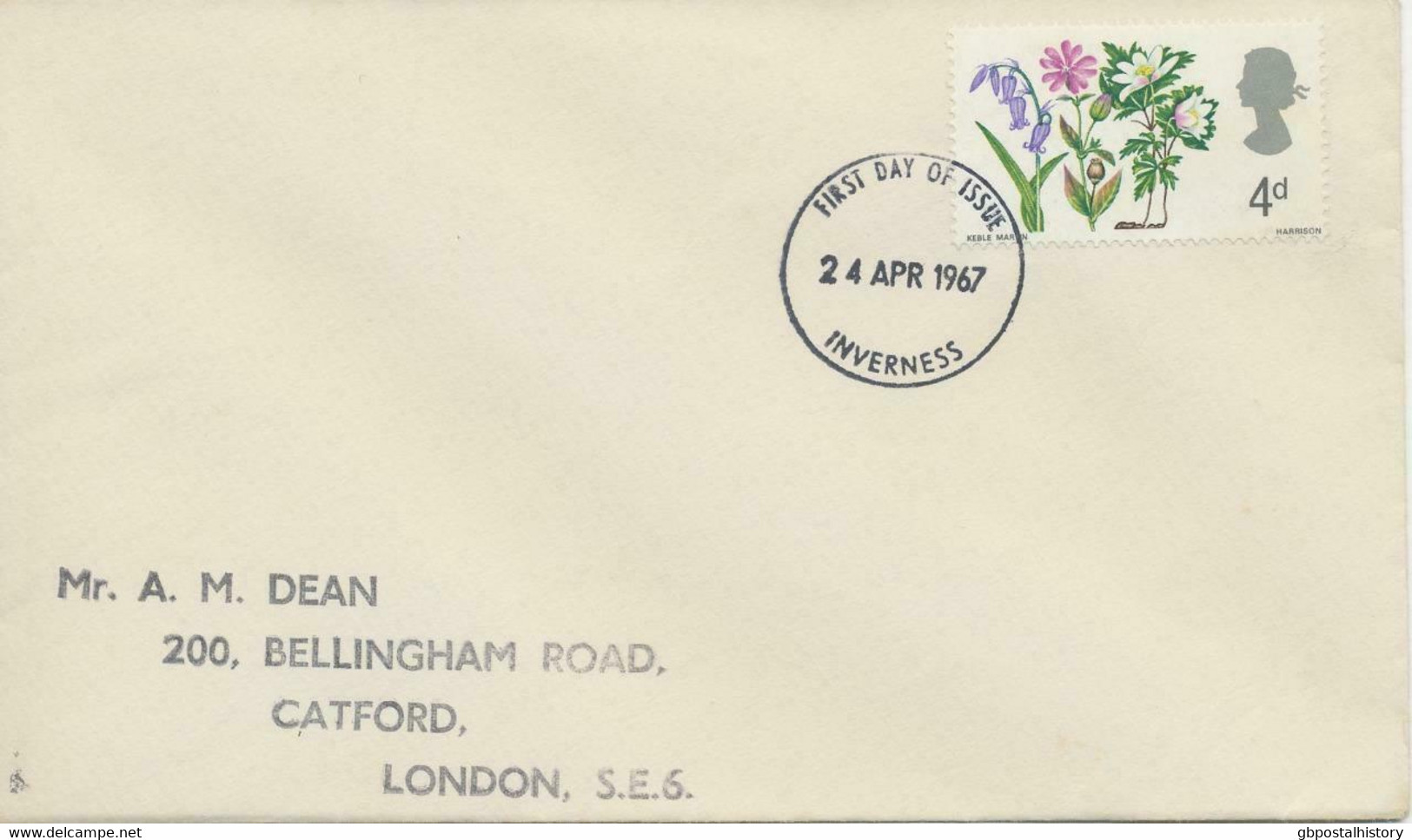 GB 1967, British Wild Flowers 4d Bluebell, Red Campion And Wood Anemone On Superb FDC With Small Scottish FDI INVERNESS - 1952-71 Ediciones Pre-Decimales