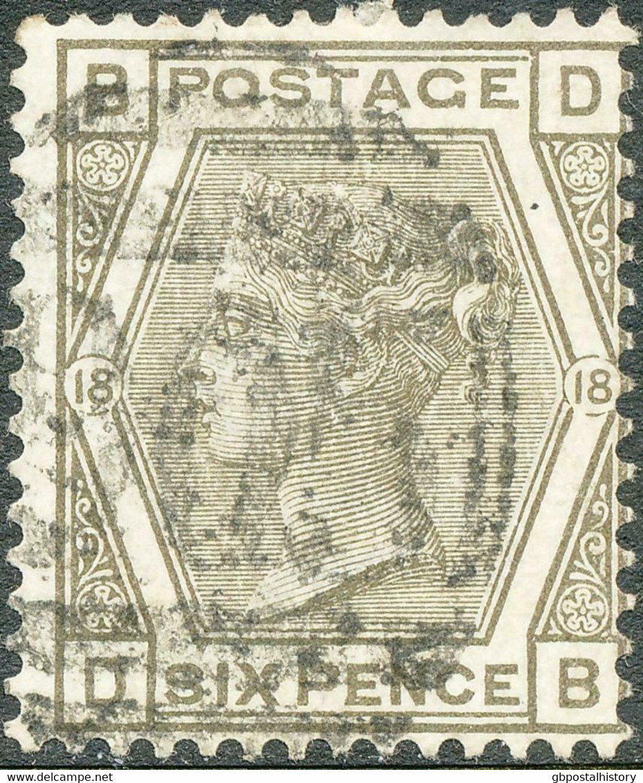 GB 1882 QV 6d Gray Pl.18 (DB) VFU Rare MAJOR ERROR & VARIETY: BROKEN CIRCLES - Variedades, Errores & Curiosidades