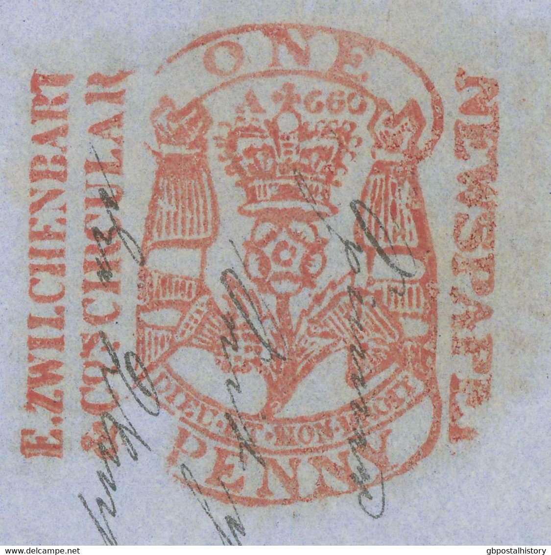 GB 1852, "E. ZWILCHENBART / & CO's CIRCULAR / ONE PENNY / NEWSPAPER" (No. A660) - Errors, Freaks & Oddities (EFOs