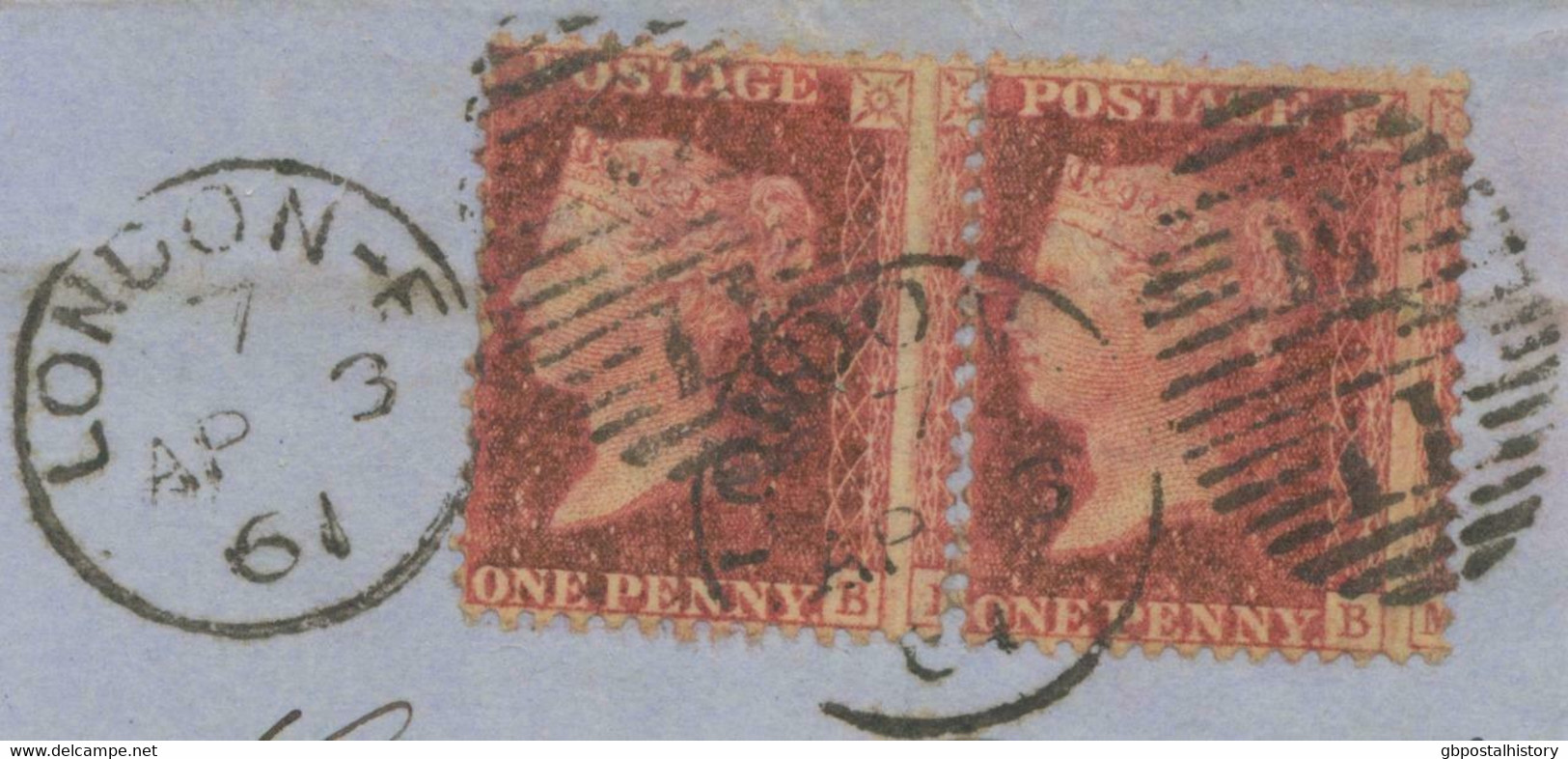 GB HEAVY MISPERFORATED 1861 QV 1 D Rose-red Perf. 14 Pair, Rare VARIETIES - Errors, Freaks & Oddities (EFOs