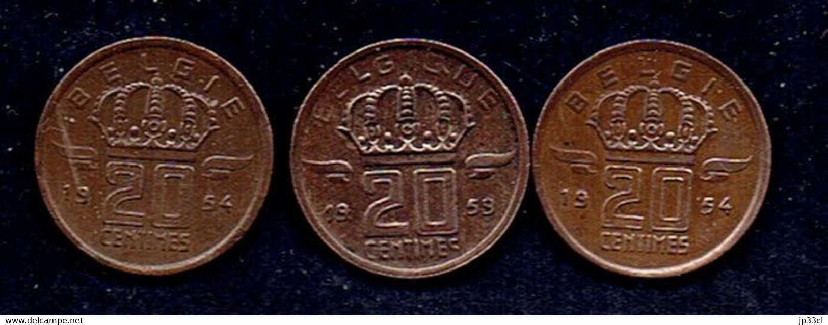 Lot De 3 Pièces De 20 Centimes (mineur) 2 X 1954, 1 X 1959 - 20 Centimes