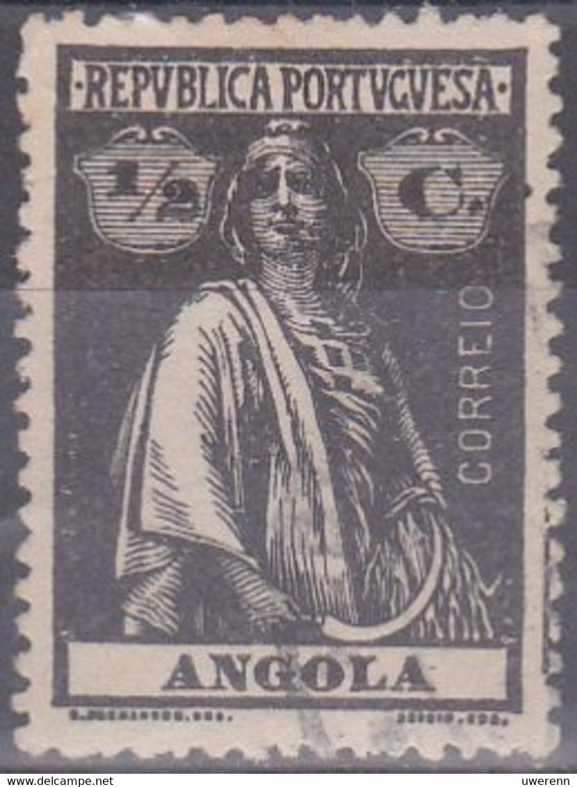 Angola (Port. Kolonie) 1914. Ceres, 1/2 C. Schwarz, Gew. P., Gez. 15:14, Mi 143Ay, Afi 143 Gebr. - Angola